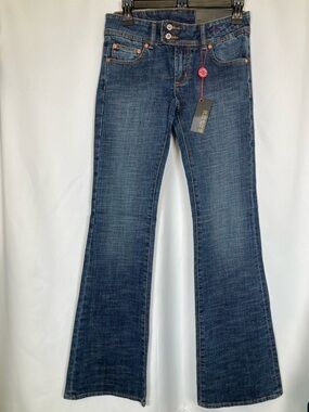 NWT Q-Gene Jeans Co. Morissi Dark Wash Low Rise Bootcut Jeans Sz 26 Y2K Stacking